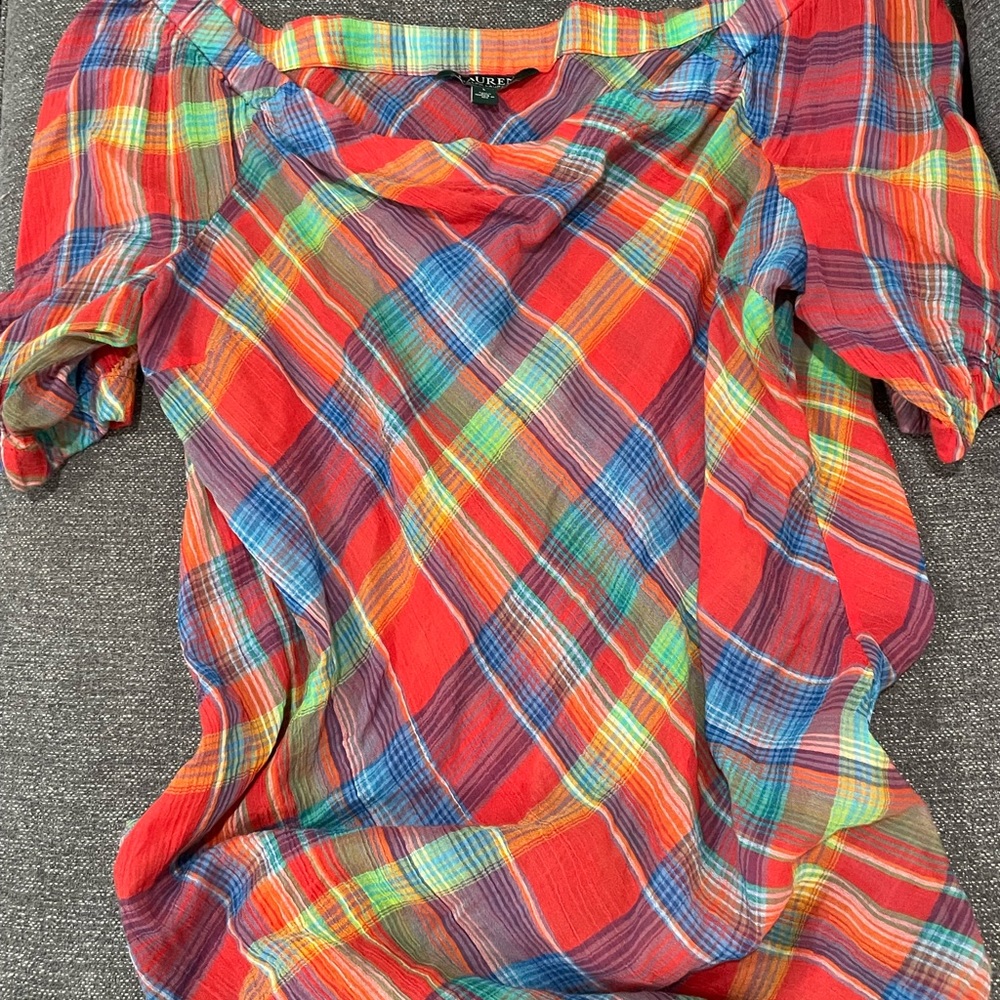 Lauren (by Ralph Lauren) madras top, Lg
